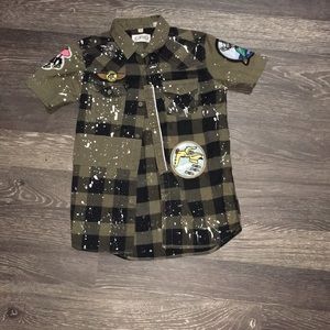 Men’s Flannel white paint splatter and patches